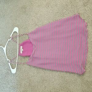 Loft Medium Racerback Spring Summer Striped Bright Pink Tank Top